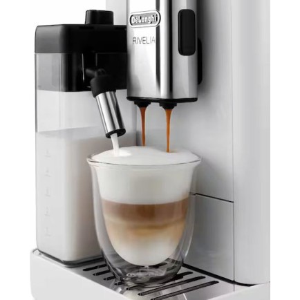De'Longhi Rivelia Αυτόματη Μηχανή Espresso 1450W Πίεσης 19bar για Cappuccino με Μύλο Άλεσης Λευκή