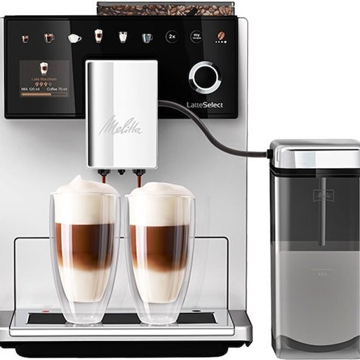 Melitta LatteSelect Αυτόματη Μηχανή Espresso 1400W Πίεσης 15bar για Cappuccino με Μύλο Άλεσης Ασημί