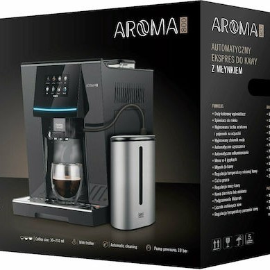 Teesa Aroma 800 Αυτόματη Μηχανή Espresso 1500W Πίεσης 19bar με Μύλο Άλεσης Μαύρη