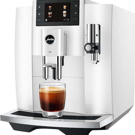 Jura E8 Piano Αυτόματη Μηχανή Espresso 1450W Πίεσης 15bar με Μύλο Άλεσης Piano White