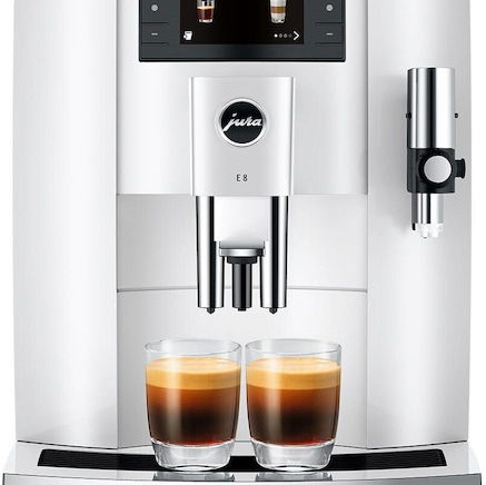 Jura E8 Piano Αυτόματη Μηχανή Espresso 1450W Πίεσης 15bar με Μύλο Άλεσης Piano White