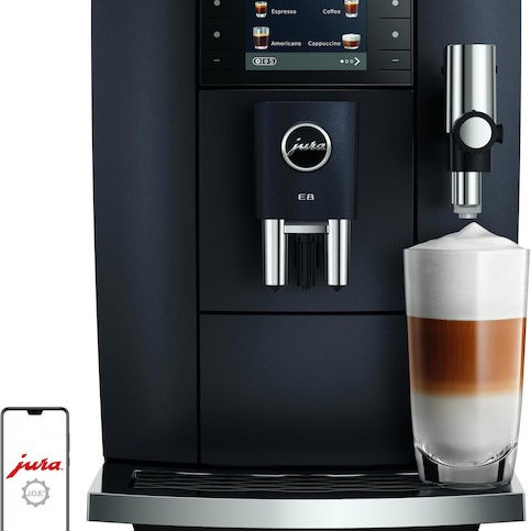 Jura E8 Cosmic Αυτόματη Μηχανή Espresso 1450W Πίεσης 15bar για Cappuccino με Μύλο Άλεσης Μαύρη