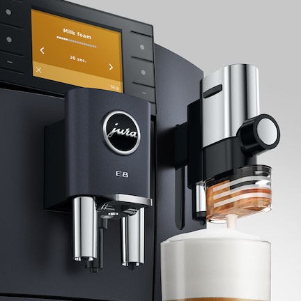 Jura E8 Cosmic Αυτόματη Μηχανή Espresso 1450W Πίεσης 15bar για Cappuccino με Μύλο Άλεσης Μαύρη