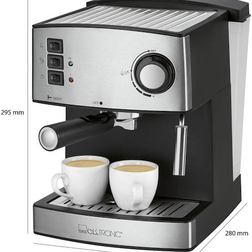 Clatronic ES 3643 Μηχανή Espresso 850W Πίεσης 15bar Μαύρη