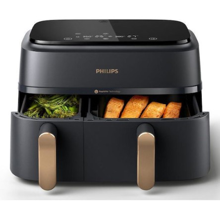 Philips Air Fryer με Διπλό Αποσπώμενο Κάδο 9lt Μαύρο NA352/00