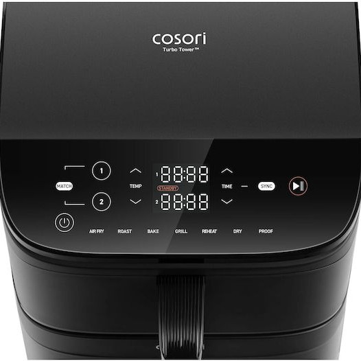 Cosori Turbo Tower Air Fryer με Διπλό Αποσπώμενο Κάδο 10.8lt Μαύρο
