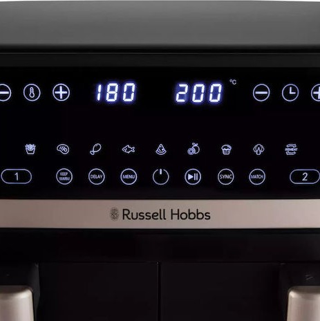 Russell Hobbs Satisfry Air Fryer με Διπλό Αποσπώμενο Κάδο 9lt Μαύρο