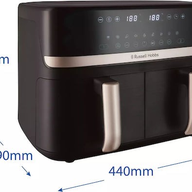 Russell Hobbs Satisfry Air Fryer με Διπλό Αποσπώμενο Κάδο 9lt Μαύρο