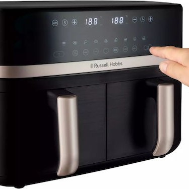 Russell Hobbs Satisfry Air Fryer με Διπλό Αποσπώμενο Κάδο 9lt Μαύρο