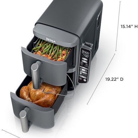 Ninja Air Fryer με Διπλό Αποσπώμενο Κάδο 9.5lt Γκρι SL451EU