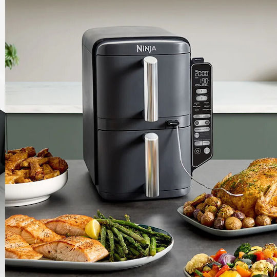 Ninja Air Fryer με Διπλό Αποσπώμενο Κάδο 9.5lt Γκρι SL451EU