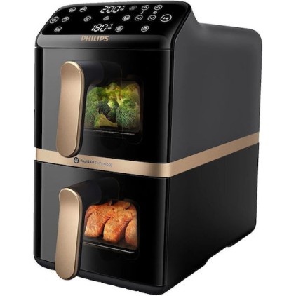 Philips Air Fryer με Διπλό Αποσπώμενο Κάδο 10lt Μαύρο NA462/70