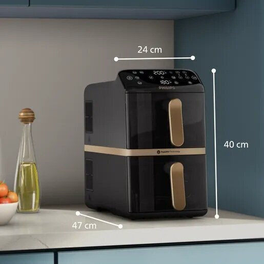 Philips Air Fryer με Διπλό Αποσπώμενο Κάδο 10lt Μαύρο NA462/70