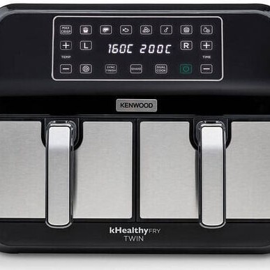 Kenwood Air Fryer με Διπλό Αποσπώμενο Κάδο 8lt Μαύρο HFM20.000MB