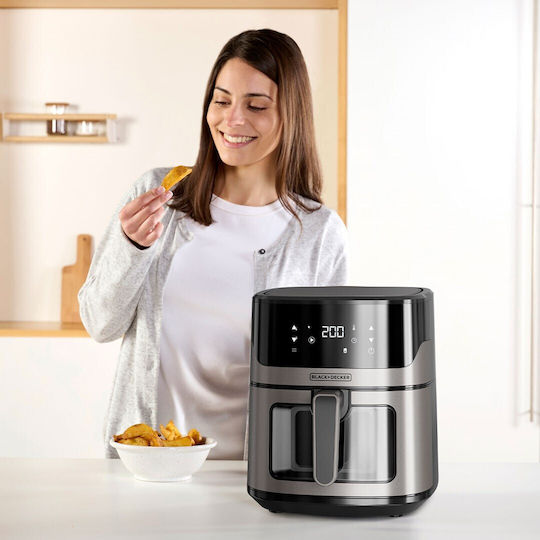 Black & Decker Air Fryer με Wi-Fi 6.5lt Ασημί ES9730070B