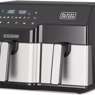 Black & Decker Air Fryer με Διπλό Αποσπώμενο Κάδο 9lt Μαύρο ES9730090B