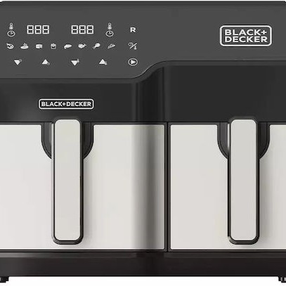 Black & Decker Air Fryer με Διπλό Αποσπώμενο Κάδο 9lt Μαύρο ES9730090B
