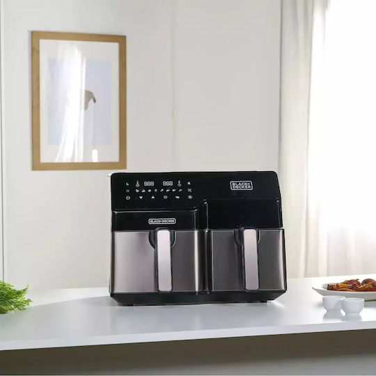 Black & Decker Air Fryer με Διπλό Αποσπώμενο Κάδο 9lt Μαύρο ES9730090B