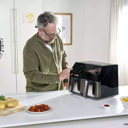 Black & Decker Air Fryer με Διπλό Αποσπώμενο Κάδο 9lt Μαύρο ES9730090B