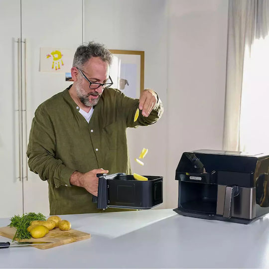 Black & Decker Air Fryer με Διπλό Αποσπώμενο Κάδο 9lt Μαύρο ES9730090B