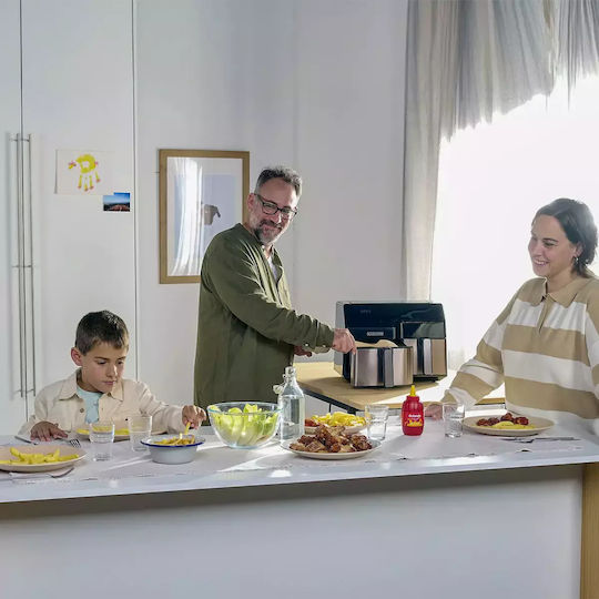 Black & Decker Air Fryer με Διπλό Αποσπώμενο Κάδο 9lt Μαύρο ES9730090B