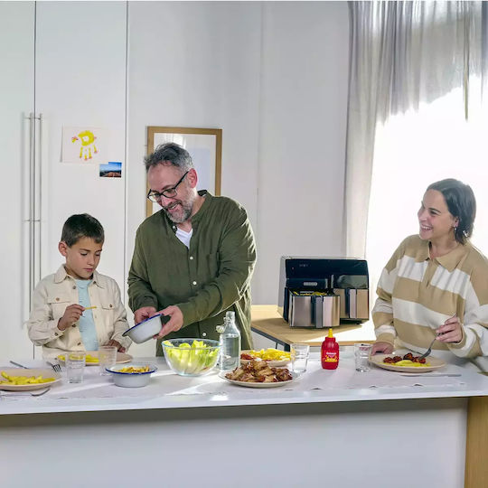 Black & Decker Air Fryer με Διπλό Αποσπώμενο Κάδο 9lt Μαύρο ES9730090B