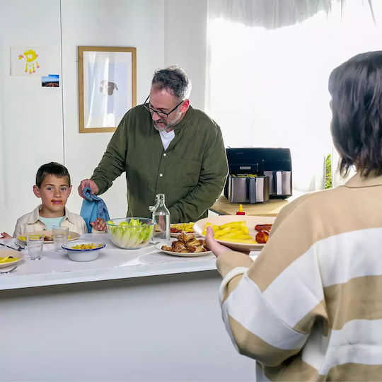 Black & Decker Air Fryer με Διπλό Αποσπώμενο Κάδο 9lt Μαύρο ES9730090B