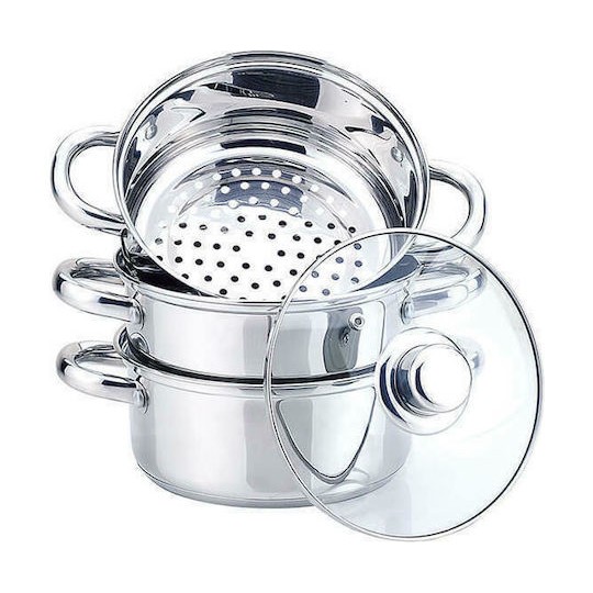 Maestro Σετ Κατσαρόλες από Ανοξείδωτο Ατσάλι Ασημί 3τμχ