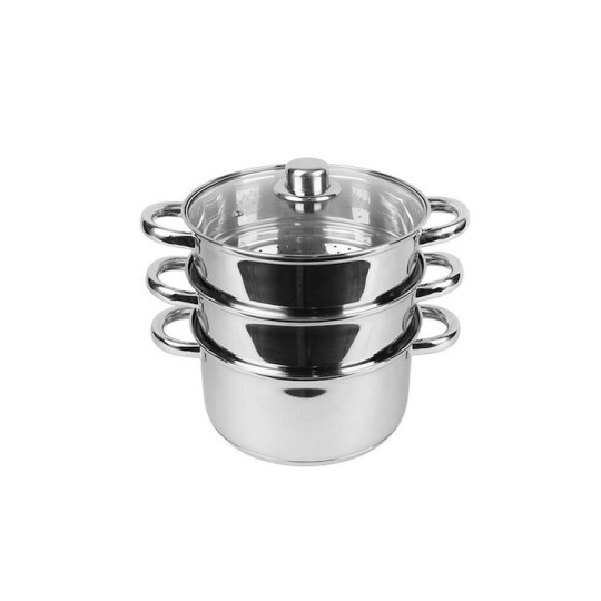 Maestro Σετ Κατσαρόλες από Ανοξείδωτο Ατσάλι Ασημί 3τμχ