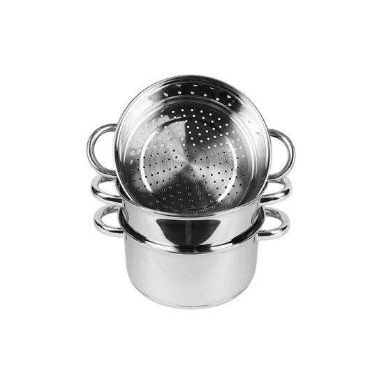 Maestro Σετ Κατσαρόλες από Ανοξείδωτο Ατσάλι Ασημί 3τμχ