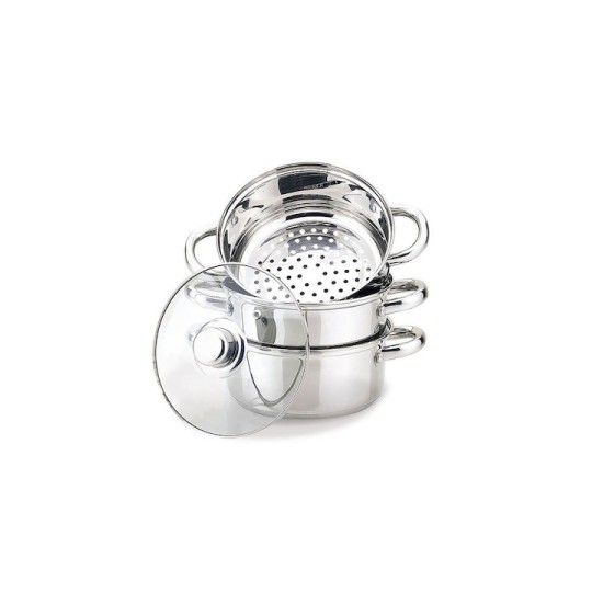 Maestro Σετ Κατσαρόλες από Ανοξείδωτο Ατσάλι Ασημί 3τμχ