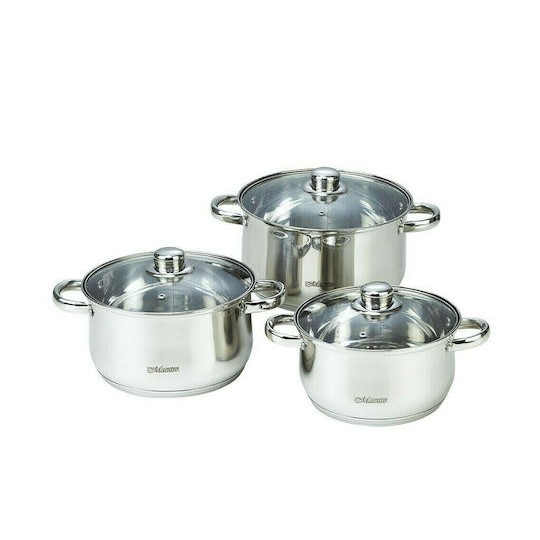 Maestro Σετ Κατσαρόλες από Ανοξείδωτο Ατσάλι Ασημί 6τμχ