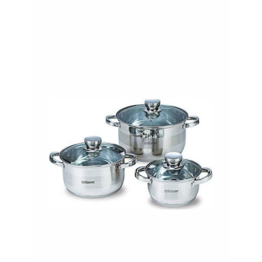 Maestro Σετ Κατσαρόλες από Ανοξείδωτο Ατσάλι Ασημί 6τμχ