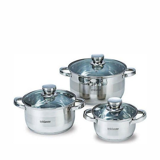 Maestro Σετ Κατσαρόλες από Ανοξείδωτο Ατσάλι Ασημί 6τμχ