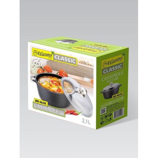 Maestro Βαθιά Κατσαρόλα από Αλουμίνιο 2.1lt / 20cm