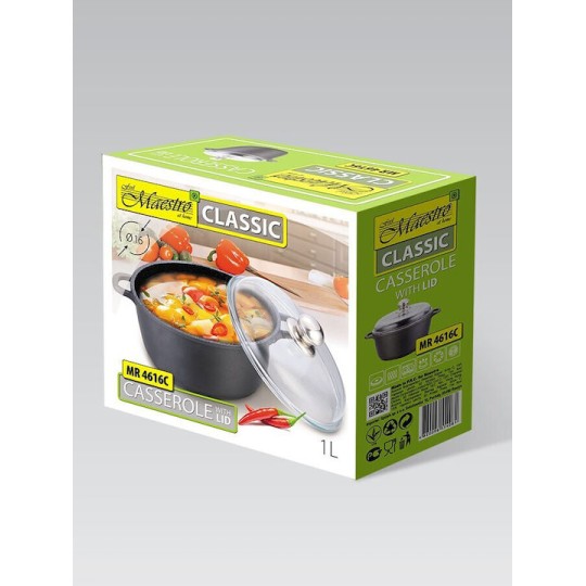 Maestro Βαθιά Κατσαρόλα από Αλουμίνιο 1.3lt / 16cm