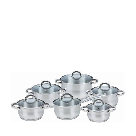 Maestro Σετ Κατσαρόλες από Ανοξείδωτο Ατσάλι 12τμχ
