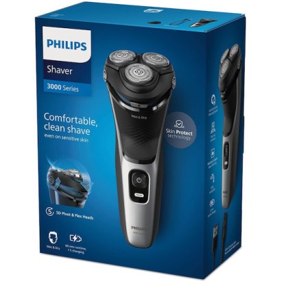 Philips Series 3000 S3143/00 Περιστρεφόμενη Ξυριστική Μηχανή Προσώπου Επαναφορτιζόμενη