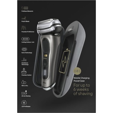 Braun Series 9 218276 Foil Ξυριστική Μηχανή Προσώπου Επαναφορτιζόμενη