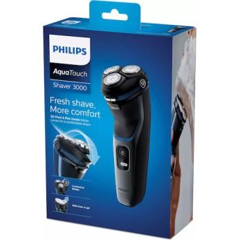 Philips Series 3000 S3144/00 Περιστρεφόμενη Ξυριστική Μηχανή Προσώπου Επαναφορτιζόμενη
