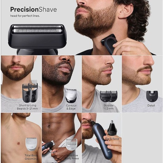 Braun All-in-one Series 7 Σετ Επαναφορτιζόμενης Κουρευτικής Μηχανής Μαύρο AIO7540