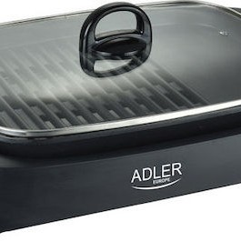 Adler AD-6610 Επιτραπέζια Ηλεκτρική Ψησταριά Σχάρας και Λείας Πλάκας 3000W με Καπάκι και Ρυθμιζόμενο Θερμοστάτη 40x30εκ.