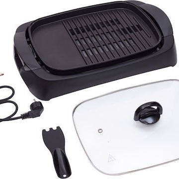 Adler AD-6610 Επιτραπέζια Ηλεκτρική Ψησταριά Σχάρας και Λείας Πλάκας 3000W με Καπάκι και Ρυθμιζόμενο Θερμοστάτη 40x30εκ.