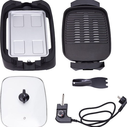 Adler AD-6610 Επιτραπέζια Ηλεκτρική Ψησταριά Σχάρας και Λείας Πλάκας 3000W με Καπάκι και Ρυθμιζόμενο Θερμοστάτη 40x30εκ.