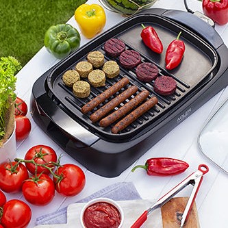 Adler AD-6610 Επιτραπέζια Ηλεκτρική Ψησταριά Σχάρας και Λείας Πλάκας 3000W με Καπάκι και Ρυθμιζόμενο Θερμοστάτη 40x30εκ.