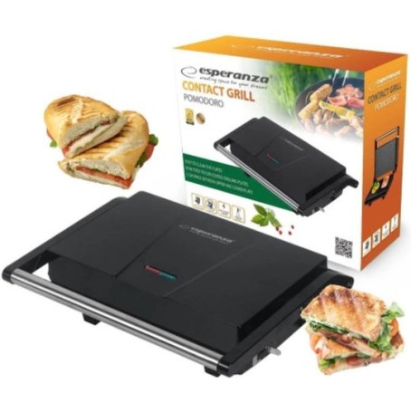 Esperanza Επιτραπέζια Ηλεκτρική Ψησταριά Αυλακωτής Πλάκας 1200W με Καπάκι και Ρυθμιζόμενο Θερμοστάτη 23x14.5εκ.