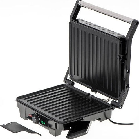 Adler AD3051 Επιτραπέζια Ηλεκτρική Ψησταριά Αυλακωτής Πλάκας 2200W με Καπάκι και Ρυθμιζόμενο Θερμοστάτη 29x24εκ.