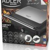 Adler AD3051 Επιτραπέζια Ηλεκτρική Ψησταριά Αυλακωτής Πλάκας 2200W με Καπάκι και Ρυθμιζόμενο Θερμοστάτη 29x24εκ.