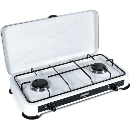 Promis KG200 Επιτραπέζια Εστία Υγραερίου Διπλή Λευκή