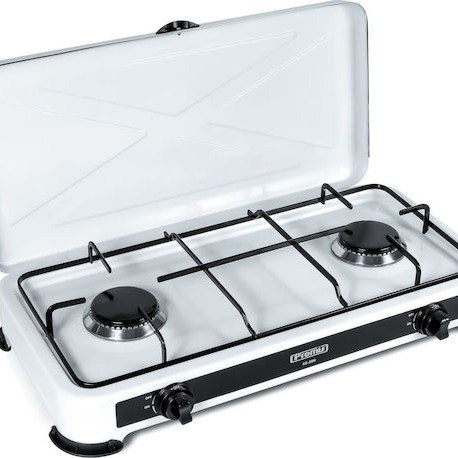 Promis KG200 Επιτραπέζια Εστία Υγραερίου Διπλή Λευκή